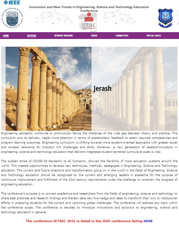  جامعة الزرقاء - مؤتمر الابتكار والتوجهات الحديثة في التعليم الهندسي، التكنولوجي والعلوم 2021 